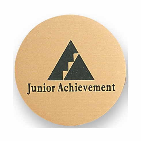 2-Inch in Diameter Round Etched-Enameled Metal Junior Achievement Medallion Insert in Gold with Peel-and-Stick Back