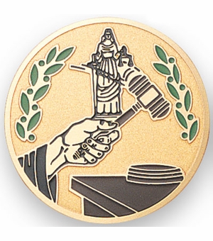 2-Inch in Diameter Round Etched-Enameled Metal Justice Medallion Insert in Gold with Peel-and-Stick Back