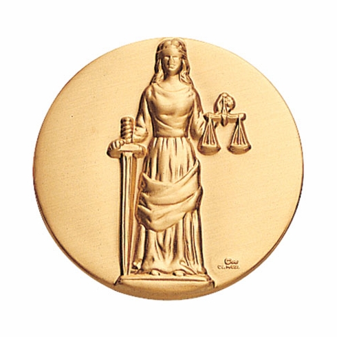 2-Inch in Diameter Round Metal Justice Themed Stamped Insert in Gold