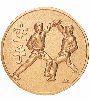 2-Inch in Diameter Round Metal Karate Themed Stamped Insert in Multiple Colors
