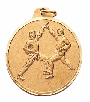 1-1/2 Inch Die-Struck Mens Karate Medal in Gold or Silver