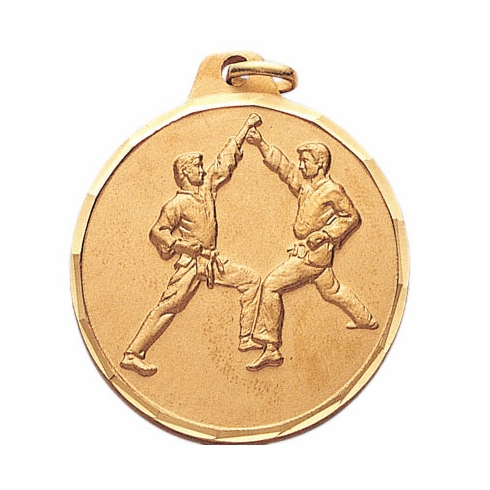 1-1/2 Inch Die-Struck Mens Karate Medal in Gold or Silver