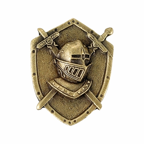 1-1/8 Inch in Height Knight Mascot Pin in Antique Brass