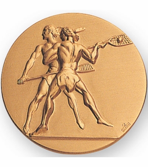 2-Inch in Diameter Round Metal Lacrosse Themed Stamped Insert in Multiple Colors
