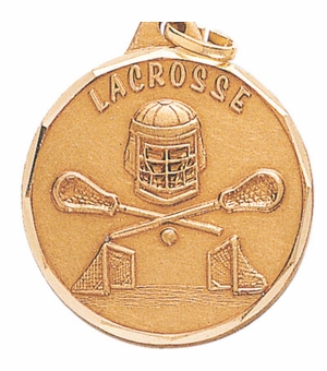 1-1/4 Inch Die-Struck Lacrosse Medal in Gold or Silver