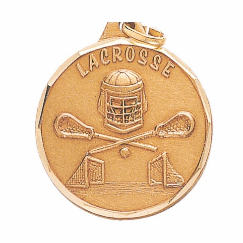 1-1/4 Inch Die-Struck Lacrosse Medal in Gold or Silver