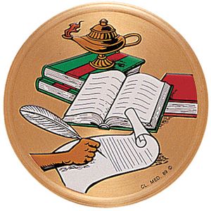 2 Inch in Diameter Round Metal Litho-Print Education Themed Medallion Insert