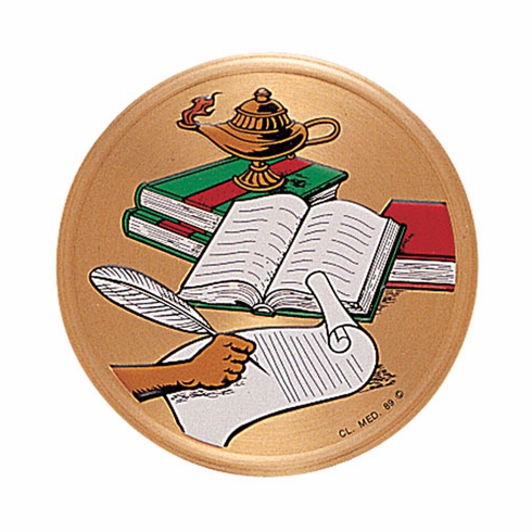 2 Inch in Diameter Round Metal Litho-Print Education Themed Medallion Insert