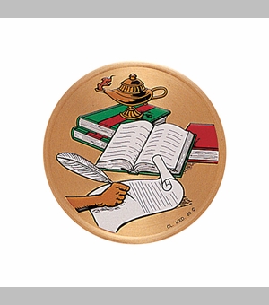 2 Inch in Diameter Round Metal Litho-Print Education Themed Medallion Insert