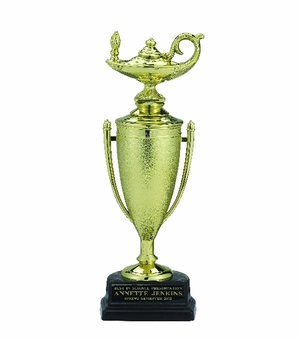 LAMP OF LEARNING TROPHY CUP, 9-1/2 INCH, BLACK BASE