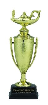 LAMP OF LEARNING TROPHY CUP, 9-1/2 INCH, BLACK BASE