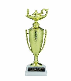 LAMP OF LEARNING TROPHY CUP, 9-1/2 INCH, WHITE BASE