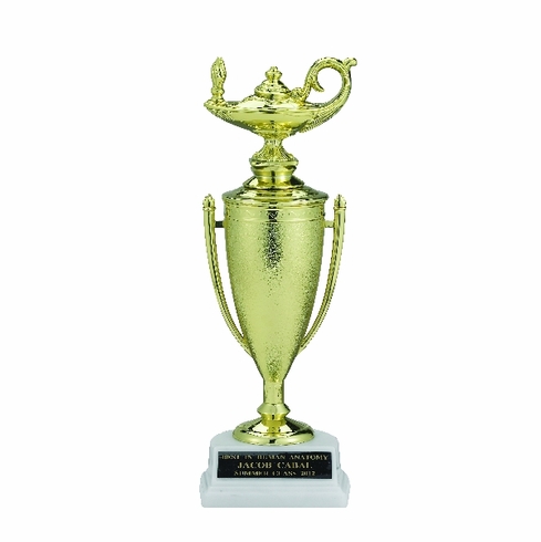 LAMP OF LEARNING TROPHY CUP, 9-1/2 INCH, WHITE BASE