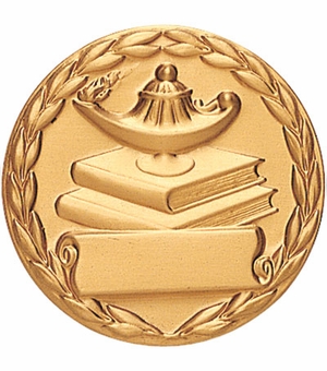 2 INCH LAMP OF LEARNING STAMPED MEDALLION INSERT