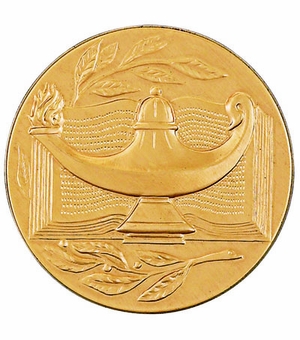 2-Inch in Diameter Round Stamped Metal Lamp and Book Insert in Gold