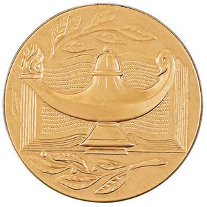 2-Inch in Diameter Round Stamped Metal Lamp and Book Insert in Gold