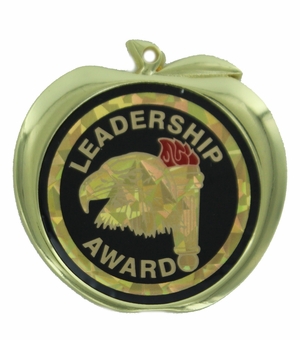 2-1/2 Inch Leadership Award Themed Apple Medal in Gold