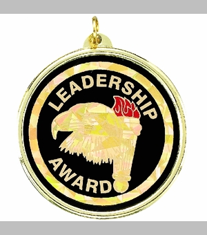 2-1/4 Inch in Diameter Round Leadership Award Medal with Mylar Detailing and Customizable Back