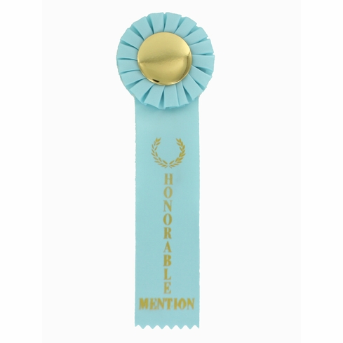 LIGHT BLUE RIBBON, ROSETTE HONORABLE MENTION, 2 INCH  MYLAR