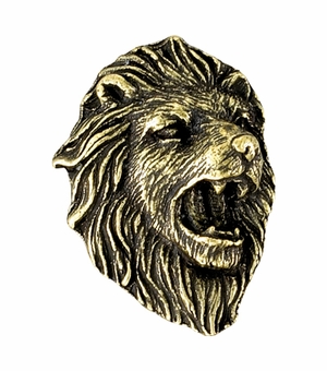 1-3/8 Inch in Height Lion Mascot Pin in Antique Brass