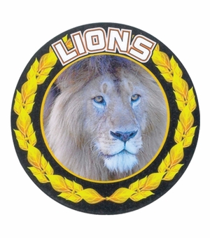 2 Inch in Diameter Round Mylar Detailed Gold 'Lions' Sports Insert
