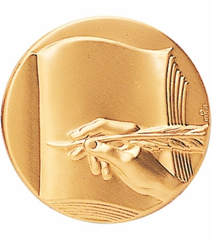 2-Inch in Diameter Round Metal Literature Themed Stamped Insert in Gold
