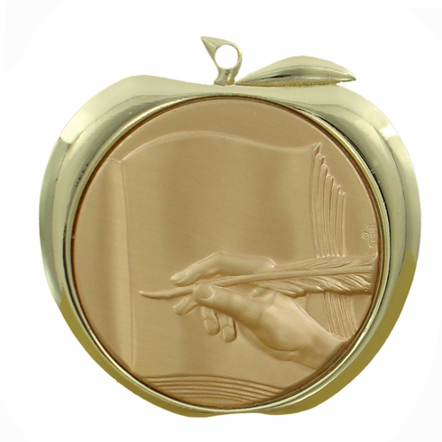 2 Inch Literature Apple Medal in Gold, Silver, or Bronze