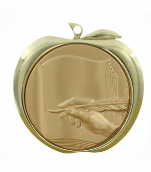 2 Inch Literature Apple Medal in Gold, Silver, or Bronze