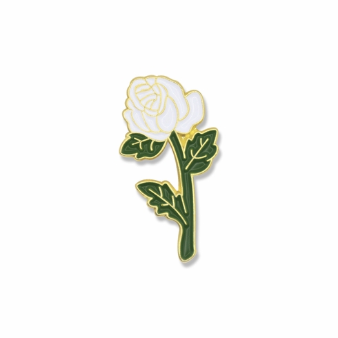 LONG STEM WHITE ROSE PIN