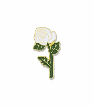 LONG STEM WHITE ROSE PIN