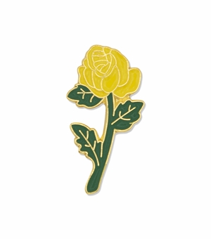 LONG STEM YELLOW ROSE PIN