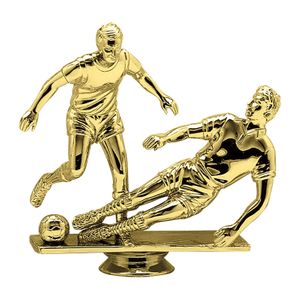 4-1/2 INCH GOLD PLASTIC MALE DOUBLE SOCCER PLAYER TROPHY FIGURE