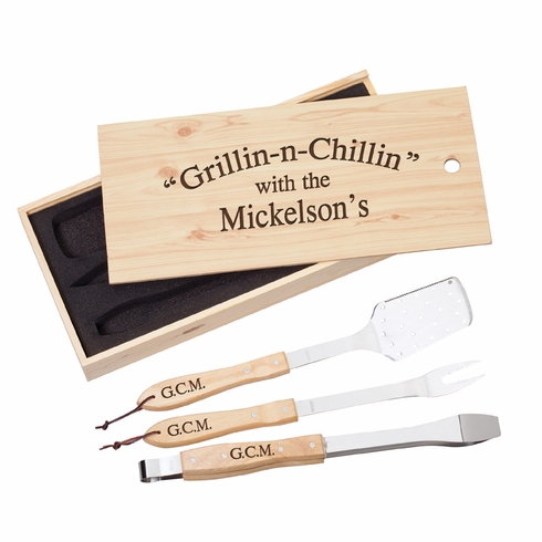 MAPLE VENEER BARBECUE GIFT SET BOX
