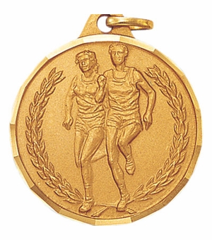 1-1/4 Inch Die-Struck Marathon Duo Medal in Gold, Silver, or Bronze