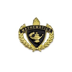 1 INCH WREATH WITH LAMP OF LEARNING MATHEMATICS LAPEL PIN