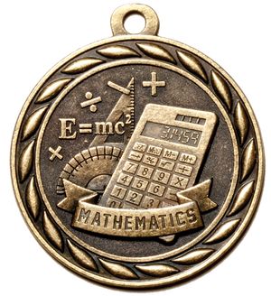 Metal 2-Inch in Diameter Round Mathematics Themed Medal with Cutomizable Back in Multiple Colors