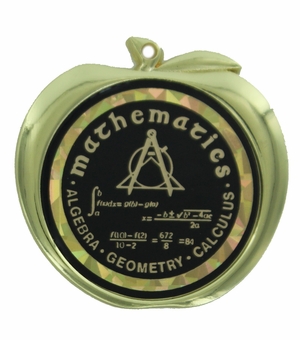 2-1/2 Inch Mathematics Themed Apple Medal in Gold