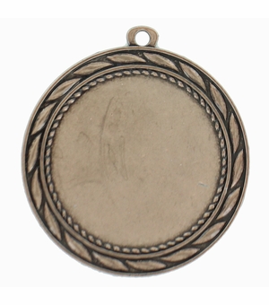 MEDAL FRAME WITH WREATH, HOLDS 2 INCH MEDALLION INSERT. BRONZE 2-3/4 INCH DIAMETER.