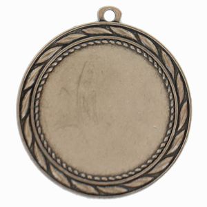 MEDAL FRAME WITH WREATH, HOLDS 2 INCH MEDALLION INSERT. BRONZE 2-3/4 INCH DIAMETER.