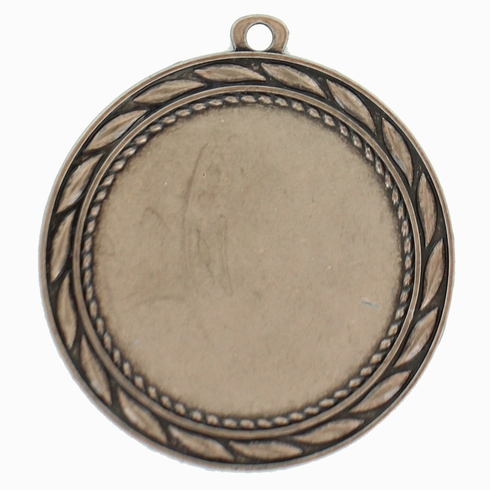MEDAL FRAME WITH WREATH, HOLDS 2 INCH MEDALLION INSERT. BRONZE 2-3/4 INCH DIAMETER.