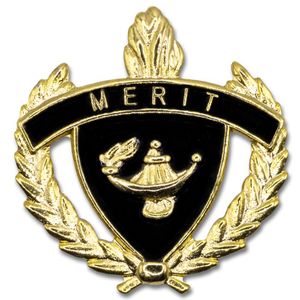 1 INCH WREATH WITH LAMP OF LEARNING MERIT LAPEL PIN