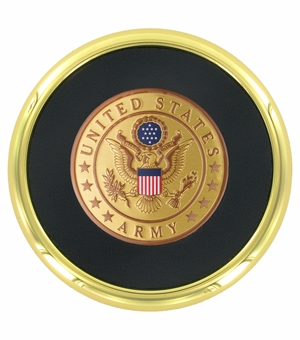 METAL COASTER WITH U.S. ARMY SYMBOL INSERT