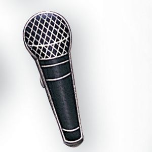 MICROPHONE PIN ENAMELED SILVER