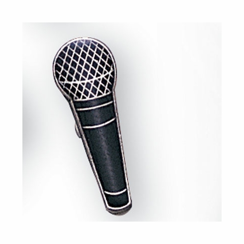 MICROPHONE PIN ENAMELED SILVER