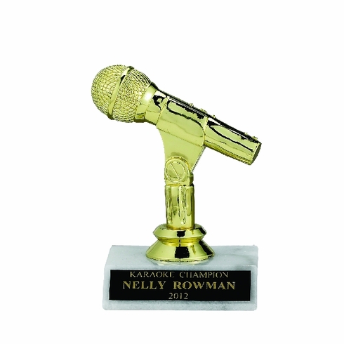 MICROPHONE TROPHY, 5 INCH, WHITE PLASTIC BASE