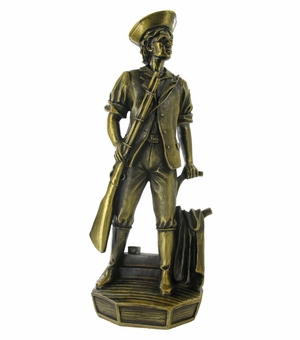 MINUTEMAN ELECTROPLATED BRASS FIGURE, 11-1/2 INCH
