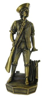 MINUTEMAN ELECTROPLATED BRASS FIGURE, 11-1/2 INCH