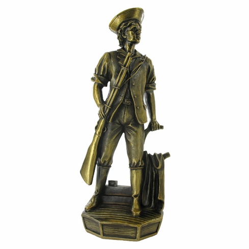 MINUTEMAN ELECTROPLATED BRASS FIGURE, 11-1/2 INCH
