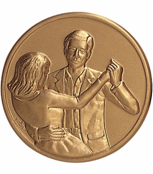 2-Inch in Diameter Round Stamped Metal Dance Themed Insert in Gold