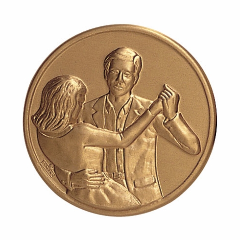 2-Inch in Diameter Round Stamped Metal Dance Themed Insert in Gold